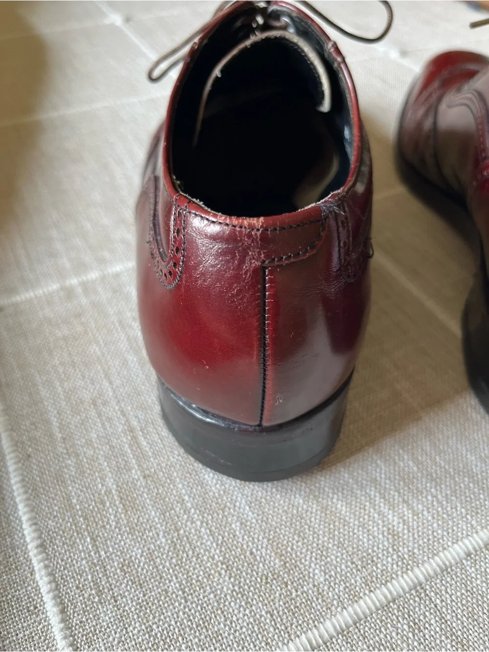 Men's Vintage Leather Dress Shoes 8.5 D Florsheim Wingtips Burgundy Brogue USA